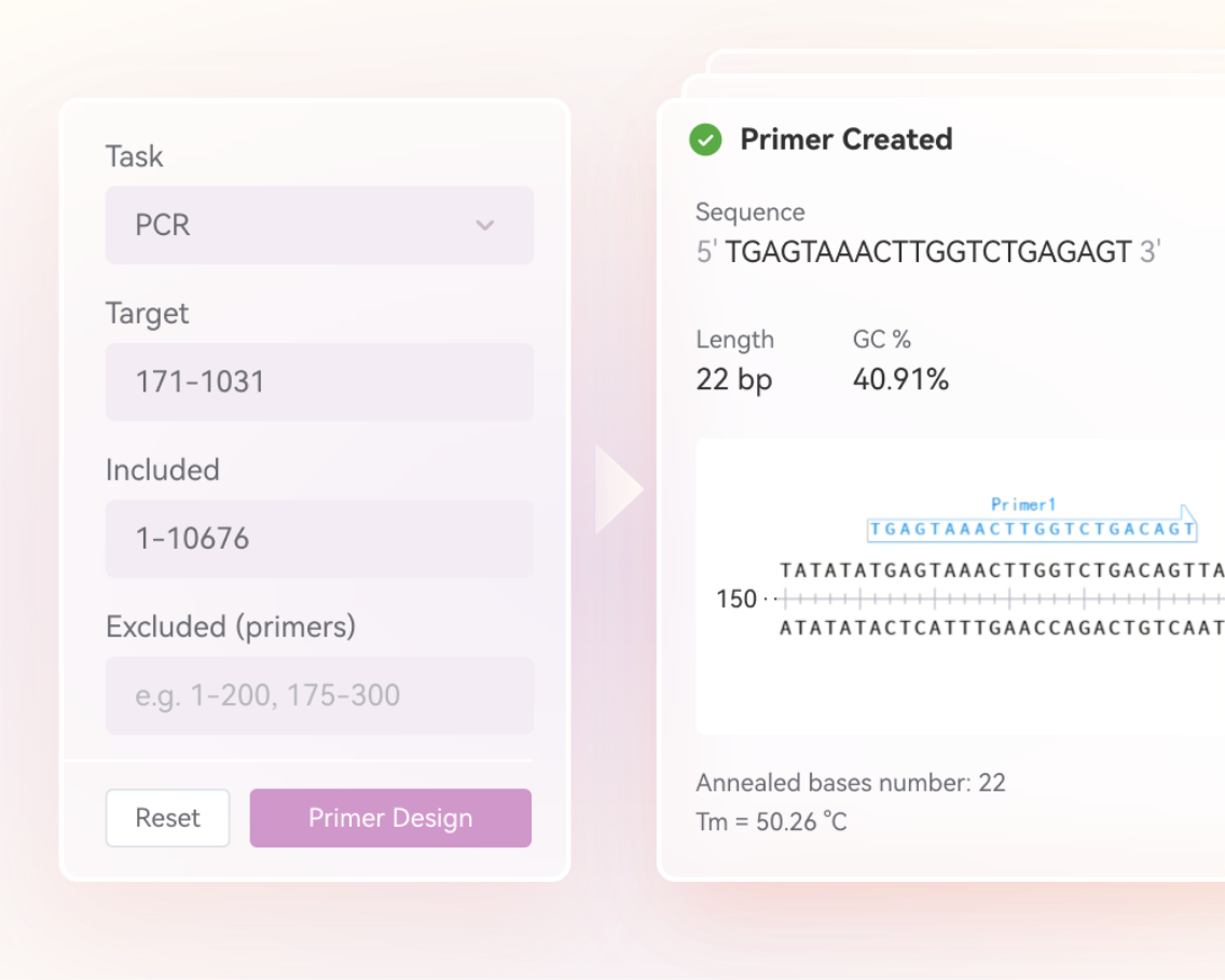Primer design and online sequence analysis